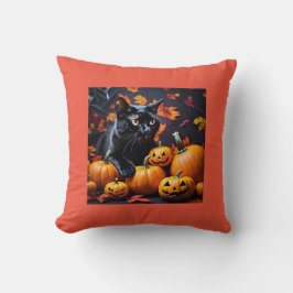 Herbst Halloween Black Cat & Pumpkins Throw Kissen