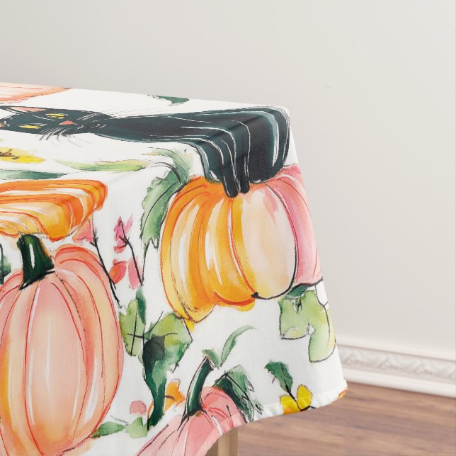 Herbst-Halloween-Design mit schwarzen Katzen und K Tischdecke (Beispiel)