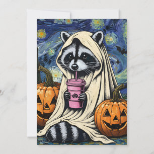 Herbst Halloween Ghost Pumpkin Raccoon Kostüm Spoo Einladung