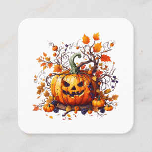 Herbst Halloween lustiger Kürbis Quadratische Visitenkarte