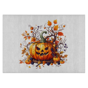 herbst halloween lustiger kürbis schneidebrett