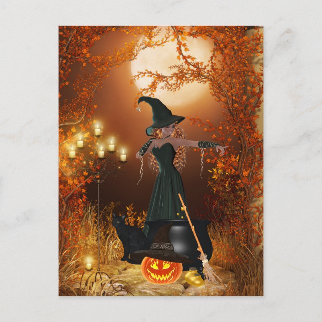 Herbst Halloween Postkarte (Vorderseite)