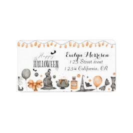 Herbst Hallowen Moon Bat Ghost Adressaufkleber