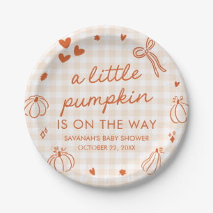 Herbst Handgezeichnete Kleine Kürbis-Baby-Party Pappteller