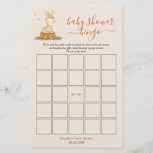 Herbst-Hase Baby Shower Ernte-Bingo-Spiel