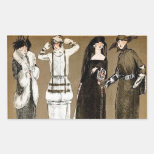 Herbst Haute Couture 1920er Illustration Rechteckiger Aufkleber