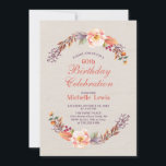 Herbst/Herbst 60. Geburtstagsparty Einladung<br><div class="desc">Dieses Herbst-Blumengeburtstage-Design bietet einen schönen Laubwaldkranz mit einem Rutschhintergrund. Sie können den gesamten Text anpassen. Mehr passende Artikel in meinem Shop BaraBomDesign.</div>
