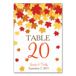 Herbst Herbst-Ahornleaf-Hochzeitskarte Tischnummer