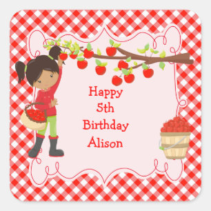 Herbst Herbst Apple picken Afrikaner Amerikaner Quadratischer Aufkleber