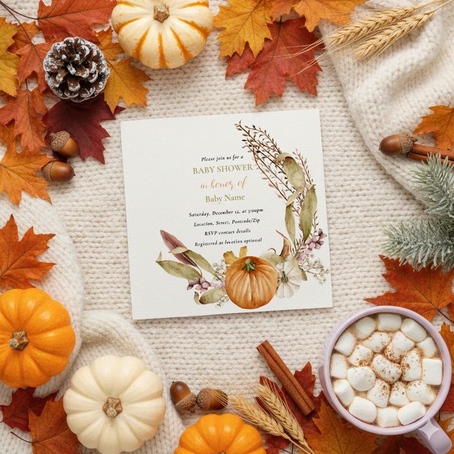 Herbst/Herbst - Baby-Dusche Einladung (Autumn fall pumpkin baby shower invitation.)
