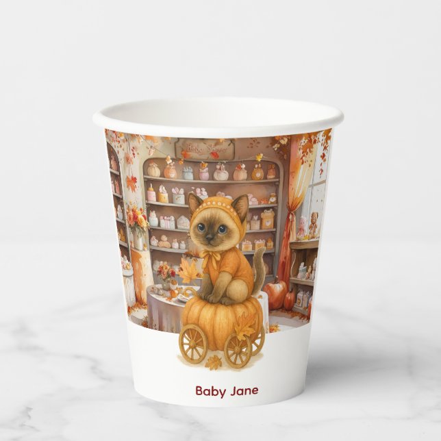 Herbst Herbst Babydusche für Katzenliebhaber Pappbecher (Vorderseite)