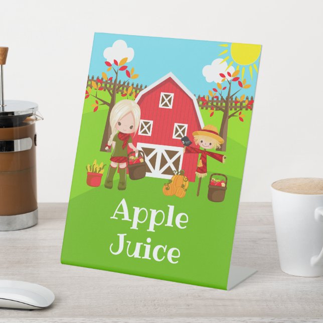 Herbst Herbst Barnyard Geburtstag Blonde Haare Gir Sockelschild (In SItu)