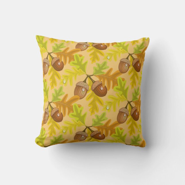 Herbst Herbst Blätter Acorn Throw Kissen (Vorderseite)