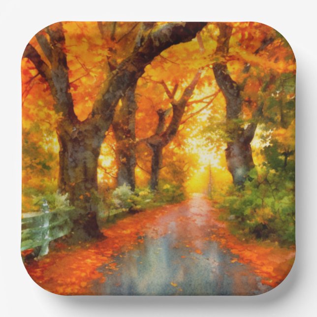 Herbst/Herbst/Blätter/Art Pappteller (Vorderseite)