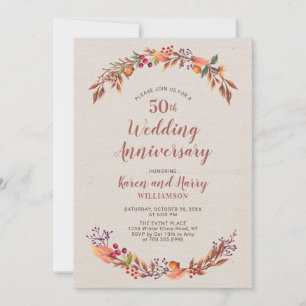 Herbst/Herbst Blumenladen zum 50. Hochzeitstag Einladung