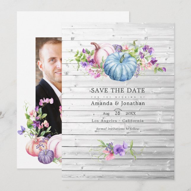 Herbst - Herbst Blütenwetter-Hochzeit Save The Date (Vorne/Hinten)