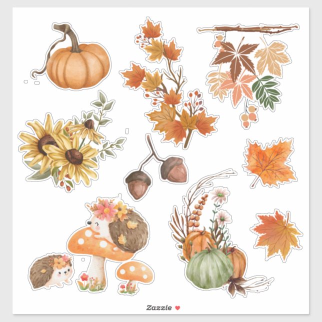 Herbst Herbst Boho Wasserfarbe Scrapbook Stickers Aufkleber (Blatt)
