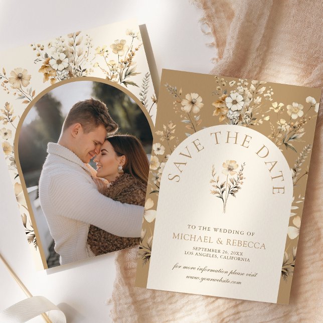 Herbst Herbst-Boho-Wildblume Hochzeitsfeier Foto Save The Date (Von Creator hochgeladen)