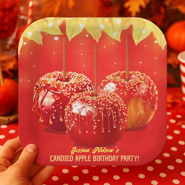 Herbst Herbst Canded Apple Party Pappteller (Fall Autumn Candied Apple Party Paper Plates
)