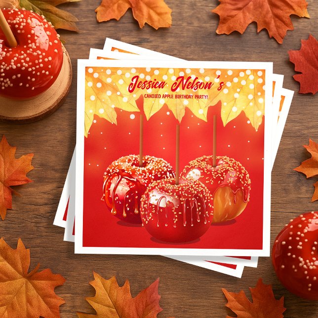 Herbst Herbst Canded Apple Party Serviette (Fall Autumn Candied Apple Party Napkins
)