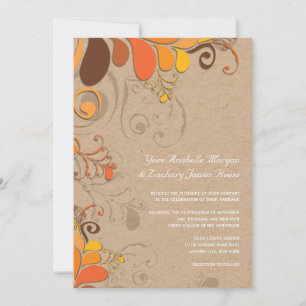 Herbst Herbst Dekoration Blumen Wirbel Kraftpapier Einladung