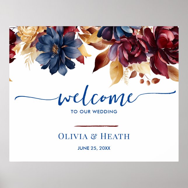 Herbst-Herbst der Marine Burgund Poster (Vorne)