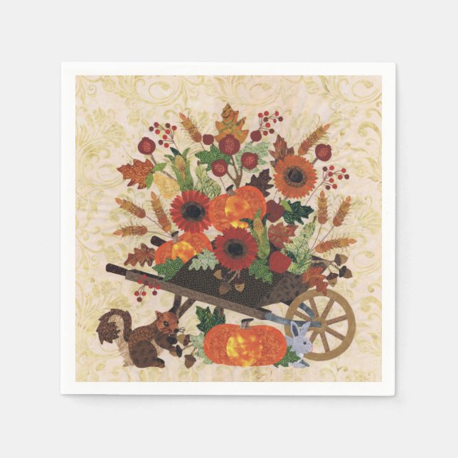 Herbst Herbst Eichhörnchen Rustikales Elegantes Bl Serviette (Vorderseite)