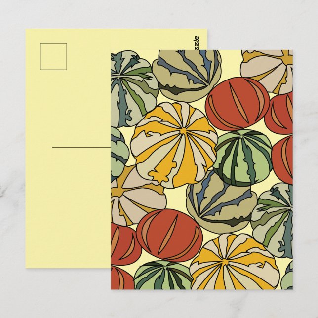 Herbst Herbst farbenfrohe Pumpkins Postkarte (Vorne/Hinten)
