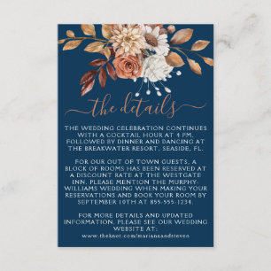 Herbst Herbst Floral Bouquet auf Navy Blue Wedding Begleitkarte