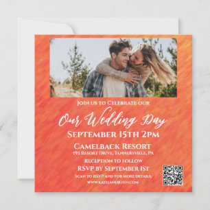 Herbst-Herbst-Foto-Hochzeit-QR-Code- Einladung