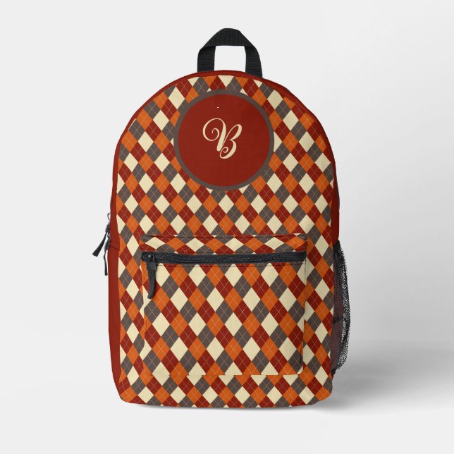 Herbst/Herbst Gingham-Muster Bedruckter Rucksack (Vorderseite)