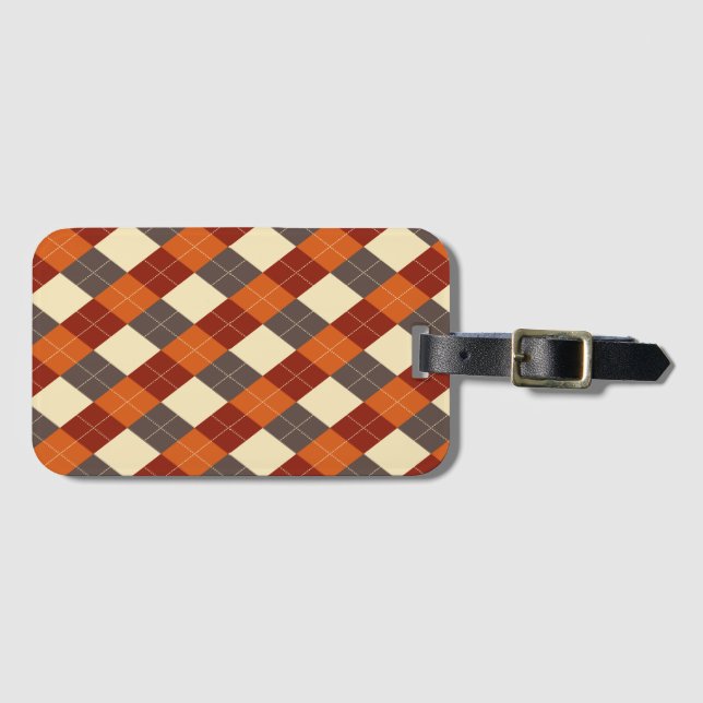 Herbst/Herbst Gingham-Muster Gepäckanhänger (Vorderseite (Horizontal))