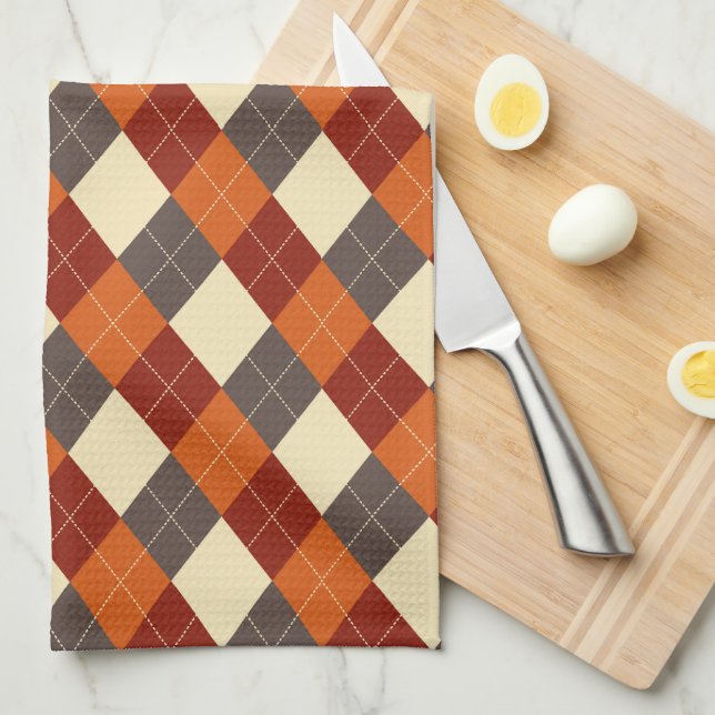 Herbst/Herbst Gingham-Muster Geschirrtuch (Viertel Falte)