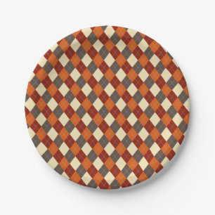 Herbst/Herbst Gingham-Muster Pappteller