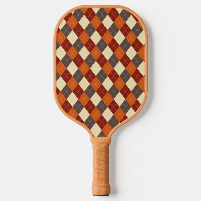Herbst/Herbst Gingham-Muster Pickleball Schläger (Vorderseite)