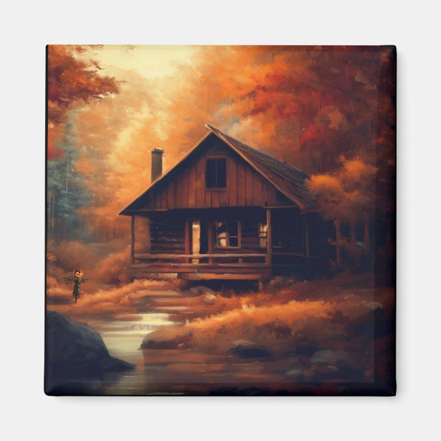 Herbst/Herbst/Halloween/rustikale Malerei Magnet (Vorne)