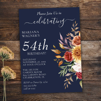 Herbst Herbst Herbst Farben Navy Blue Geburtstag Einladung