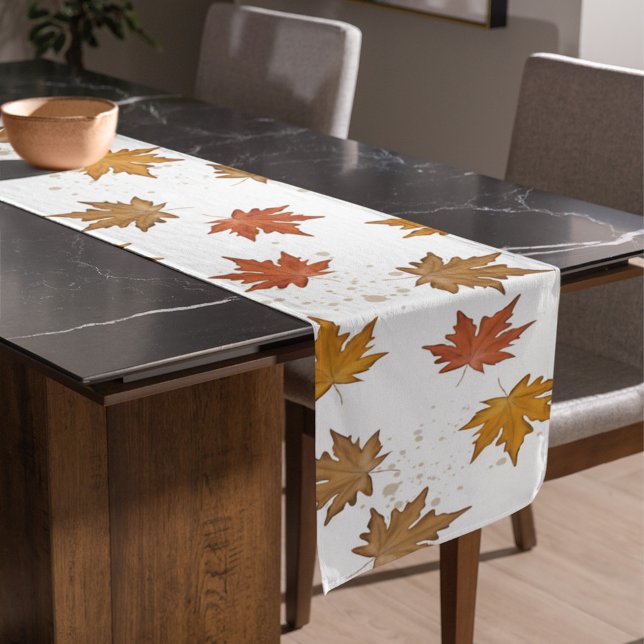 Herbst Herbst Herbstlaube Einfache Vegetation Kurzer Tischläufer (Fall Leaves watercolor table runner.)