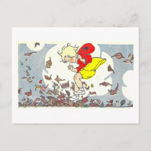 Herbst/Herbst-Illustration "Spielen in den Blätter Postkarte