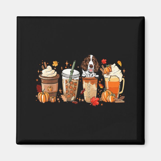 Herbst Herbst Kaffee Englisch Springer Spaniel Hun Magnet (Vorne)