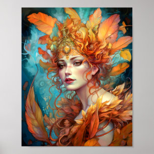 Herbst Herbst Königin Goddess Fantasy Art Poster