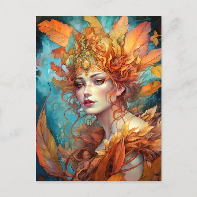 Herbst Herbst Königin Goddess Fantasy Art Postkarte (Vorderseite)