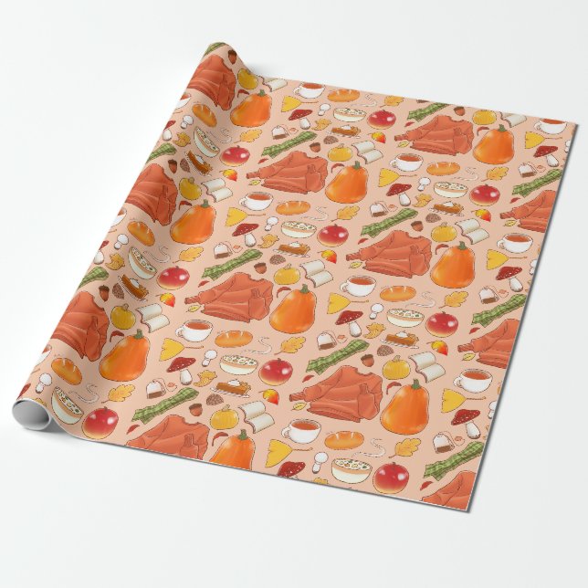 Herbst Herbst Kürbis Pilz Pullover Teeblätter Geschenkpapier (Ungerollt)