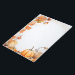 Herbst/Herbst Kürbisse und Blätter, unausgekleidet Notizblock<br><div class="desc">Dieses Notizblock mit seinen inspirierten Kürbissen und Herbstlauben in warmen Orangetönen ist im Herbst ein schönes Design. Die reizvolle Grenze schafft eine gemütliche, saisonale Atmosphäre, die perfekt zum Schreiben von Briefen, Mitmachen von Notizen oder Organisieren von Listen ist. Feiern Sie die Erntezeit mit jedem Einsatz und fügen Sie Ihrer Korrespondenz...</div>