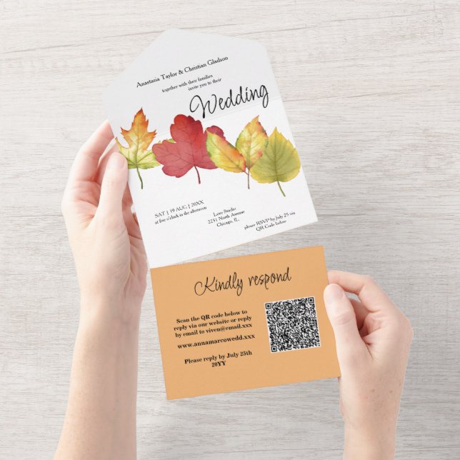 Herbst Herbst lässt alles in einer Hochzeitsfeier All In One Einladung (Abreißen)