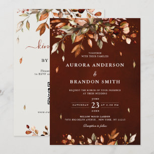 Herbst Herbst lässt rustikales Boho Hochzeit in Einladung
