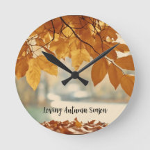Herbst/Herbst-Leaf Naturlandschaft Runde Uhr