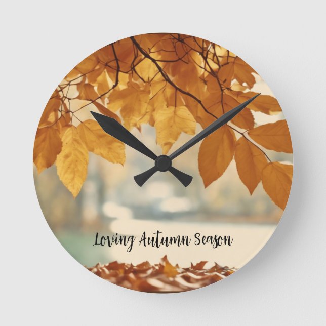 Herbst/Herbst-Leaf Naturlandschaft Runde Uhr (Vorderseite)