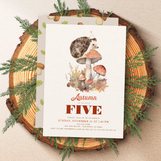 Herbst/Herbst Mushroom Igel Kindergeburtstag Einladung