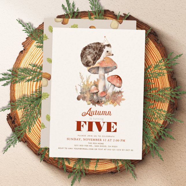 Herbst/Herbst Mushroom Igel Kindergeburtstag Einladung (Von Creator hochgeladen)